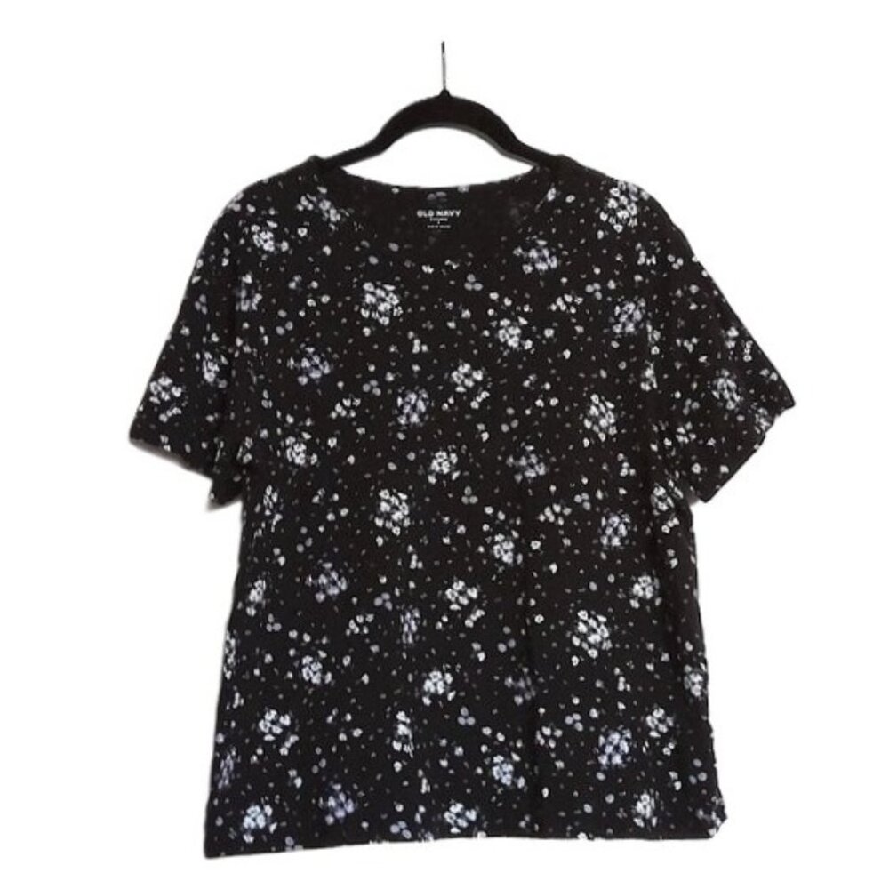 New Old Navy Everywear Floral Top Cotton Short Sleeve Stretch Sz L